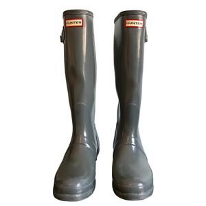 Hunter Original Tall Gloss Rain Boots Gray 6M/7F